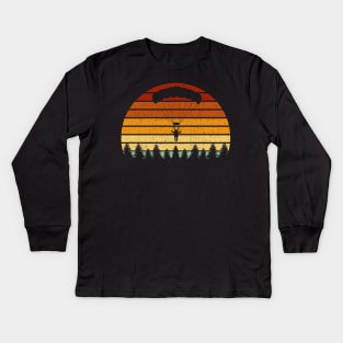 Vintage Sunset Skydiving Gift For Skydivers Kids Long Sleeve T-Shirt